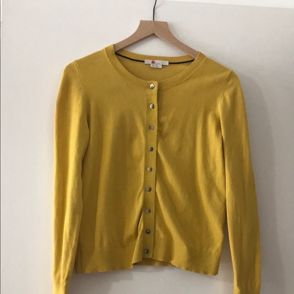 Boden - Amelia - Crew Neck Cardigan - Cotton - Mustard - Small